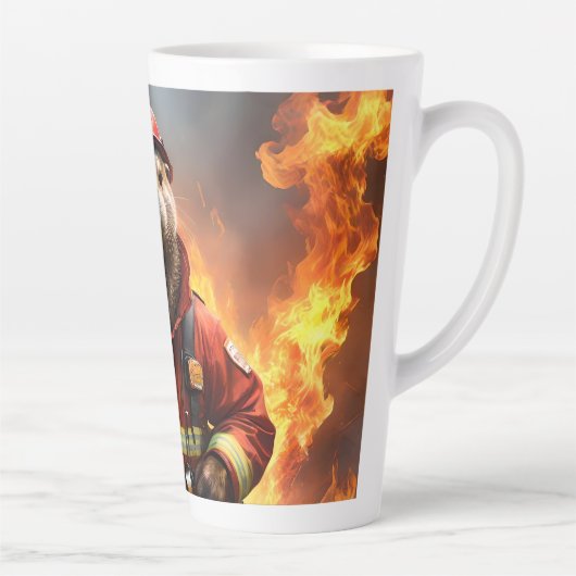 **「燃え盛る勇敢さ:オーター消防士** カフェラテマグ (右)