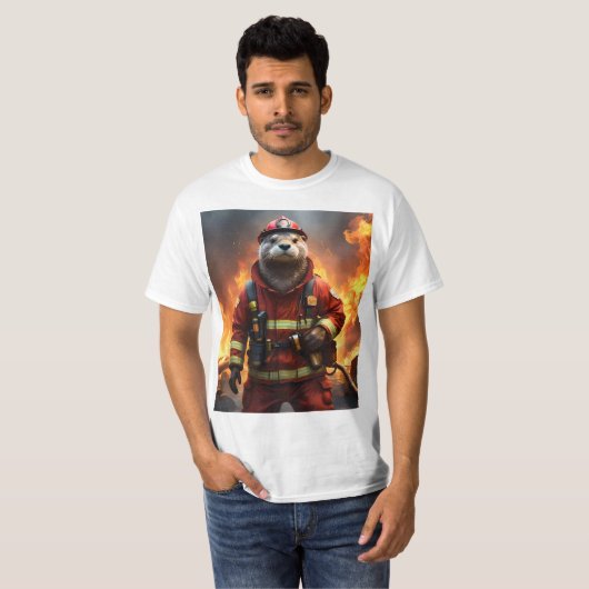 **「燃え盛る勇敢さ:オーター消防士** Tシャツ (正面フル)