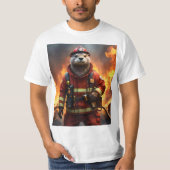 **「燃え盛る勇敢さ:オーター消防士** Tシャツ (正面)