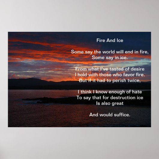 燃え盛る夕日のポスターの上の火と氷 ポスター (正面)