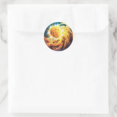 燃え盛る太陽。燃え盛る星。コスモス ラウンドシール (バッグ)