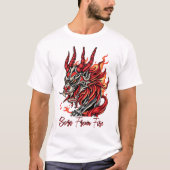 燃え盛る悪魔ドラゴンヘッド Tシャツ (正面)