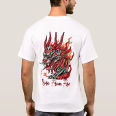 燃え盛る悪魔ドラゴンヘッド Tシャツ (裏面)