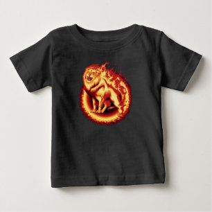 燃え盛る火のライオン ベビーTシャツ