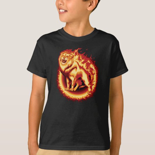 燃え盛る火のライオン Tシャツ (正面)