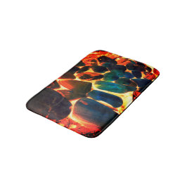 燃え盛る火山性溶岩またはメンバー上のカキの貝殻 バスマット