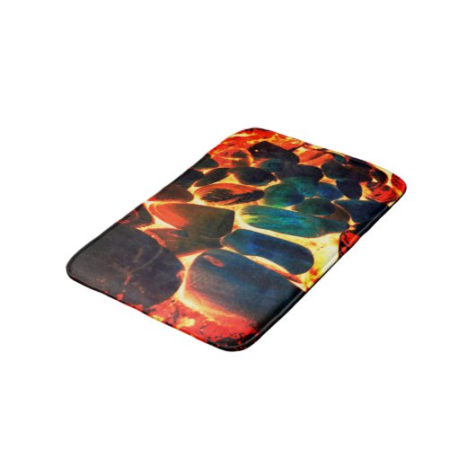 燃え盛る火山性溶岩またはメンバー上のカキの貝殻 バスマット (アングル)