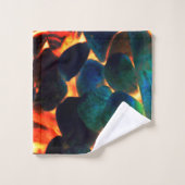 燃え盛る火山性溶岩や火の上に浮かぶ貝殻 バスタオルセット (ウォッシュタオル)