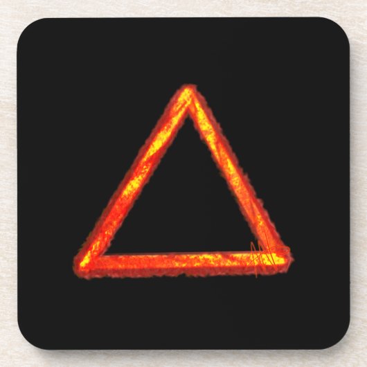 燃え盛る火要素の錬金術シンボル コースター (正面)