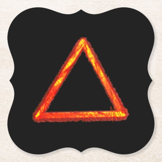 燃え盛る火要素の錬金術シンボル ペーパーコースター (正面)