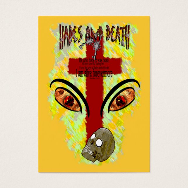 燃え盛る炎のような目 – トラクトカード/ (正面)