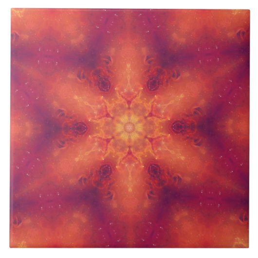 燃え盛る炎のフェニックス燃えるスノーフレーク タイル (正面)