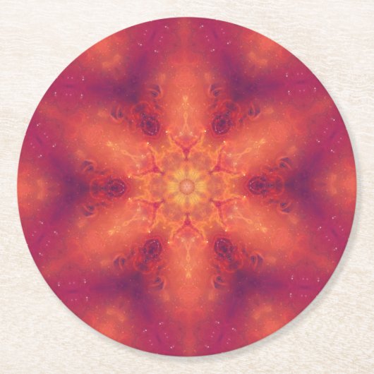 燃え盛る炎のフェニックス燃えるスノーフレーク ラウンドペーパーコースター (正面)