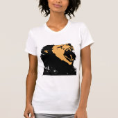 燃え盛る獅子頭女性男白 Tシャツ (正面)