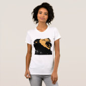 燃え盛る獅子頭女性男白 Tシャツ (正面フル)