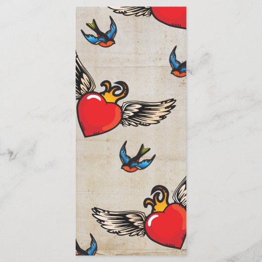 燃え盛る翼ハートタトゥー結婚式招待状 メニュー (裏面)