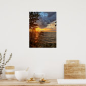 燃え盛る金ゴールドの夕日 ポスター (キッチン)