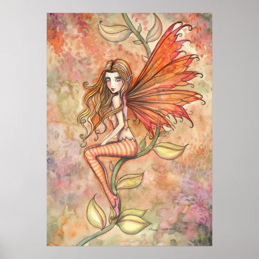 燃え立つ秋の妖精ファンタジーアートポスタープリント ポスター (正面)