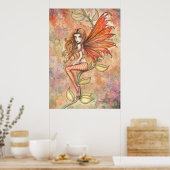燃え立つ秋の妖精ファンタジーアートポスタープリント ポスター (キッチン)