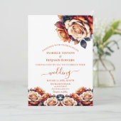 燃え素朴たオレンジとネイビーブルー結婚ズ 招待状 (スタンド正面)