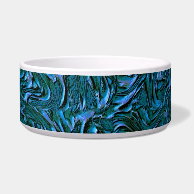 燃え素朴たカデットブルーのテクスチャ付き壁 ボウル (正面)