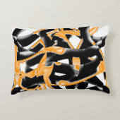 燃え風変わりたテープのメドレー、オレンジ色の白いスクラッチ アクセントクッション (正面)