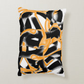 燃え風変わりたテープのメドレー、オレンジ色の白いスクラッチ アクセントクッション (裏面(縦))