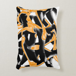 燃え風変わりたテープのメドレー、オレンジ色の白いスクラッチ アクセントクッション