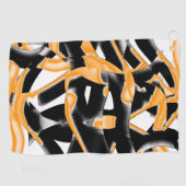 燃え風変わりたテープのメドレー、オレンジ色の白いスクラッチ ゴルフタオル (横)