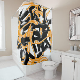 燃え風変わりたテープのメドレー、オレンジ色の白いスクラッチ シャワーカーテン