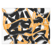 燃え風変わりたテープのメドレー、オレンジ色の白いスクラッチ テーブルクロス (正面(横))