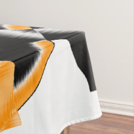 燃え風変わりたテープのメドレー、オレンジ色の白いスクラッチ テーブルクロス