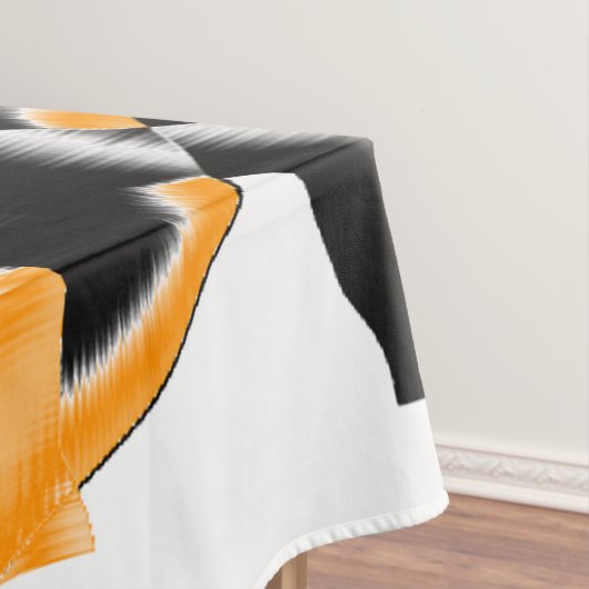 燃え風変わりたテープのメドレー、オレンジ色の白いスクラッチ テーブルクロス (インサイチュ)