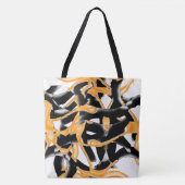 燃え風変わりたテープのメドレー、オレンジ色の白いスクラッチ トートバッグ (正面)