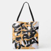 燃え風変わりたテープのメドレー、オレンジ色の白いスクラッチ トートバッグ (裏面)