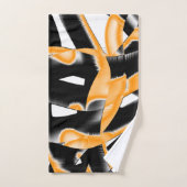 燃え風変わりたテープのメドレー、オレンジ色の白いスクラッチ バスタオルセット (ハンドタオル)