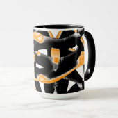 燃え風変わりたテープのメドレー、オレンジ色の白いスクラッチ マグカップ (正面右)