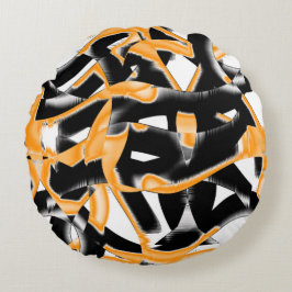 燃え風変わりたテープのメドレー、オレンジ色の白いスクラッチ ラウンドクッション