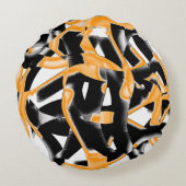 燃え風変わりたテープのメドレー、オレンジ色の白いスクラッチ ラウンドクッション (裏面)