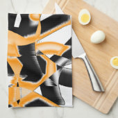 燃え風変わりたテープ、オレンジ色の白いスクラッチ キッチンタオル (四つ折り)