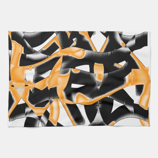 燃え風変わりたテープ、オレンジ色の白いスクラッチ キッチンタオル (横)