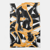 燃え風変わりたテープ、オレンジ色の白いスクラッチ キッチンタオル (縦)