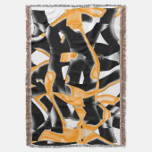 燃え風変わりたテープ、オレンジ色の白いスクラッチ スローブランケット (正面縦)