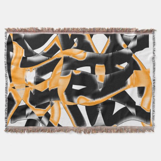 燃え風変わりたテープ、オレンジ色の白いスクラッチ スローブランケット (正面)