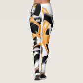 燃え風変わりたテープ、オレンジ色の白いスクラッチ レギンス (裏面)