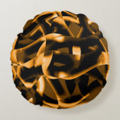 燃え風変わりたリボンのメドレー、オレンジ色 ラウンドクッション (正面)