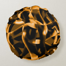 燃え風変わりたリボンのメドレー、オレンジ色 ラウンドクッション