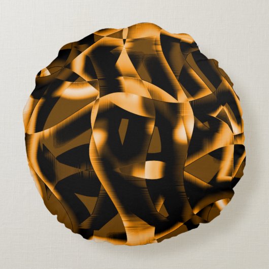 燃え風変わりたリボンのメドレー、オレンジ色 ラウンドクッション (裏面)