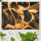 燃え風変わりたリボン、オレンジと黒のメドレー キッチンタオル (折り畳み)