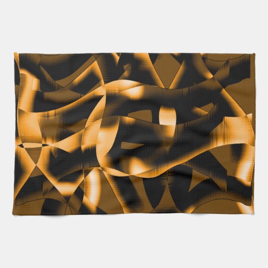 燃え風変わりたリボン、オレンジと黒のメドレー キッチンタオル (横)